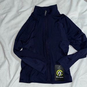 Deep purple long sleeve warm up jacket.